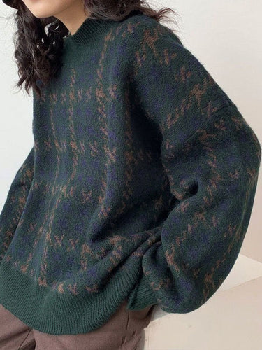 Stilla | Vintage Strikket Pullover med Rutemønster