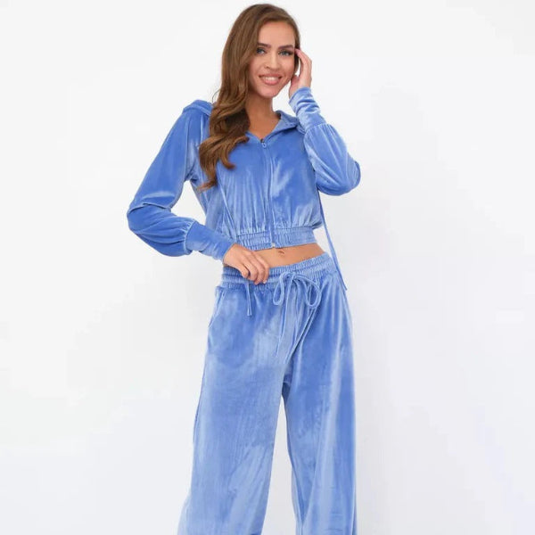 Stilla | Loungewear Sæt Fleece Løs Pasform Hættetrøje med Snøre Bred Bukser