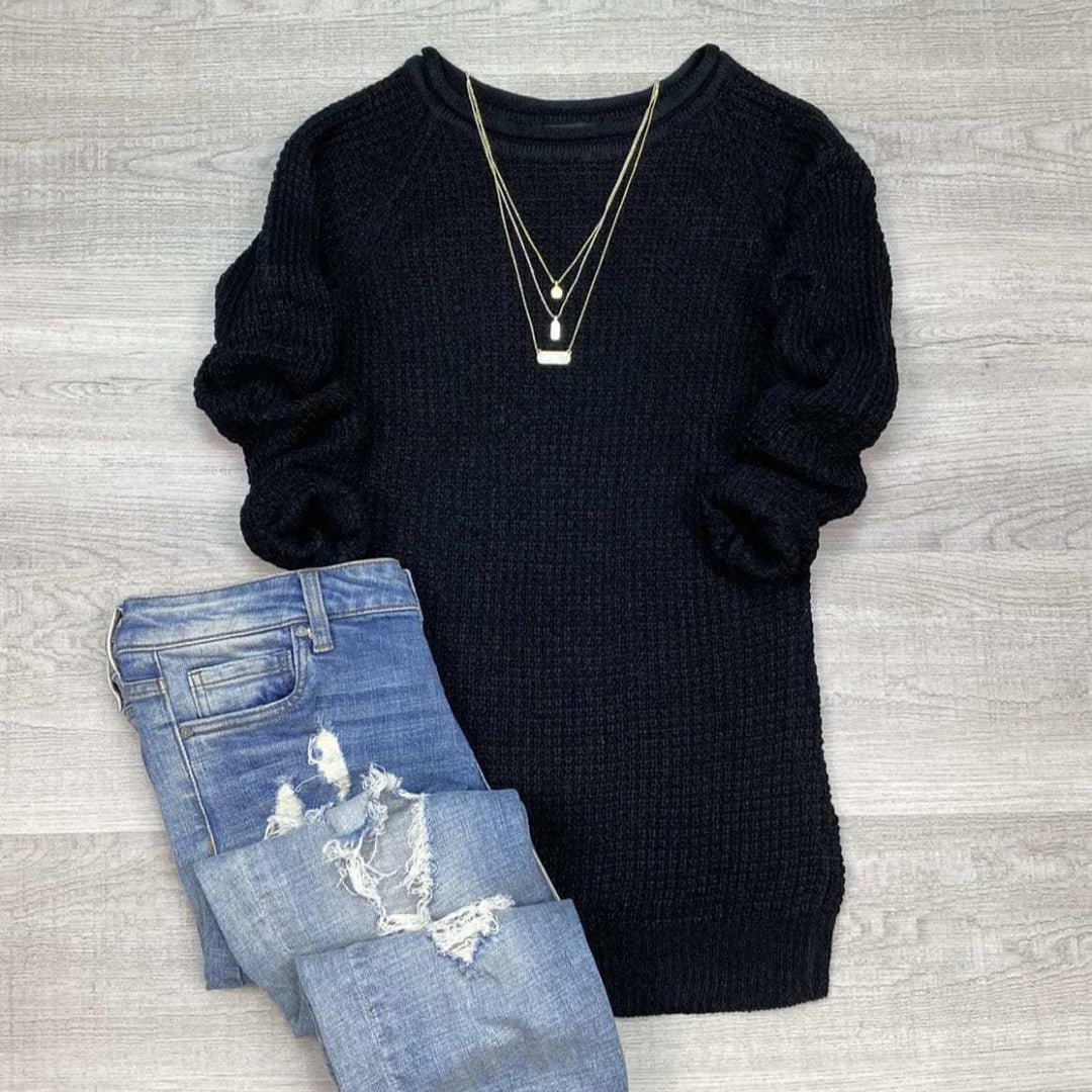 Stilla | Strikketrøje Overstørrelse Pasform Uld Rullekrave Sidesfusion Casual Stil