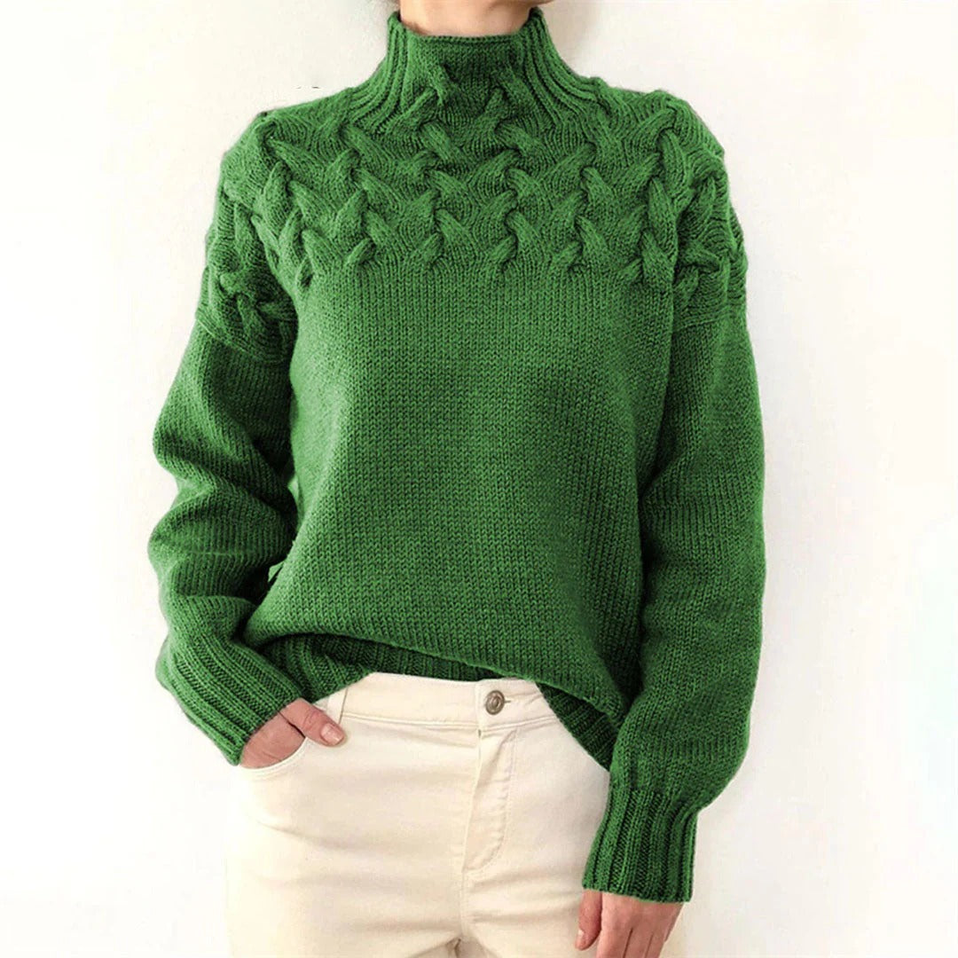 Stilla | Uld Kabelstrik Rullekravebluse Grovstrikbluse