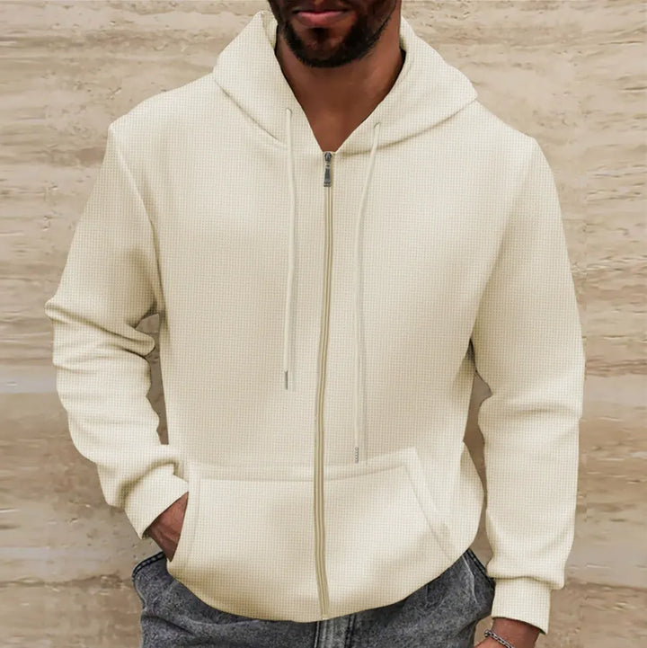 Stilla | Hættetrøje Vaffelstruktur Regular Fit Lynlås Casual Stil