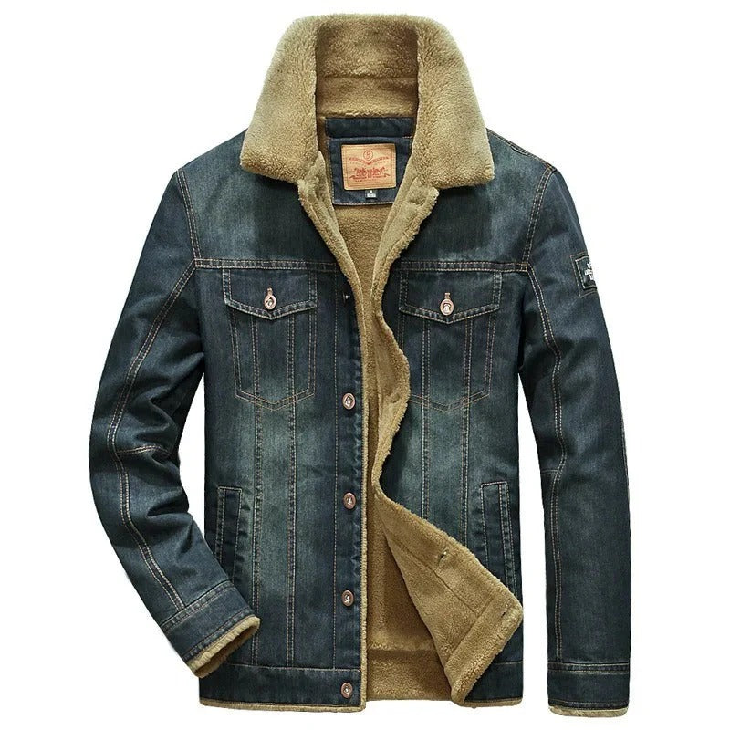 Stilla | Jakke Denim Regelmæssig Pasform Foret Med Kunstpels Knaplukning Casual
