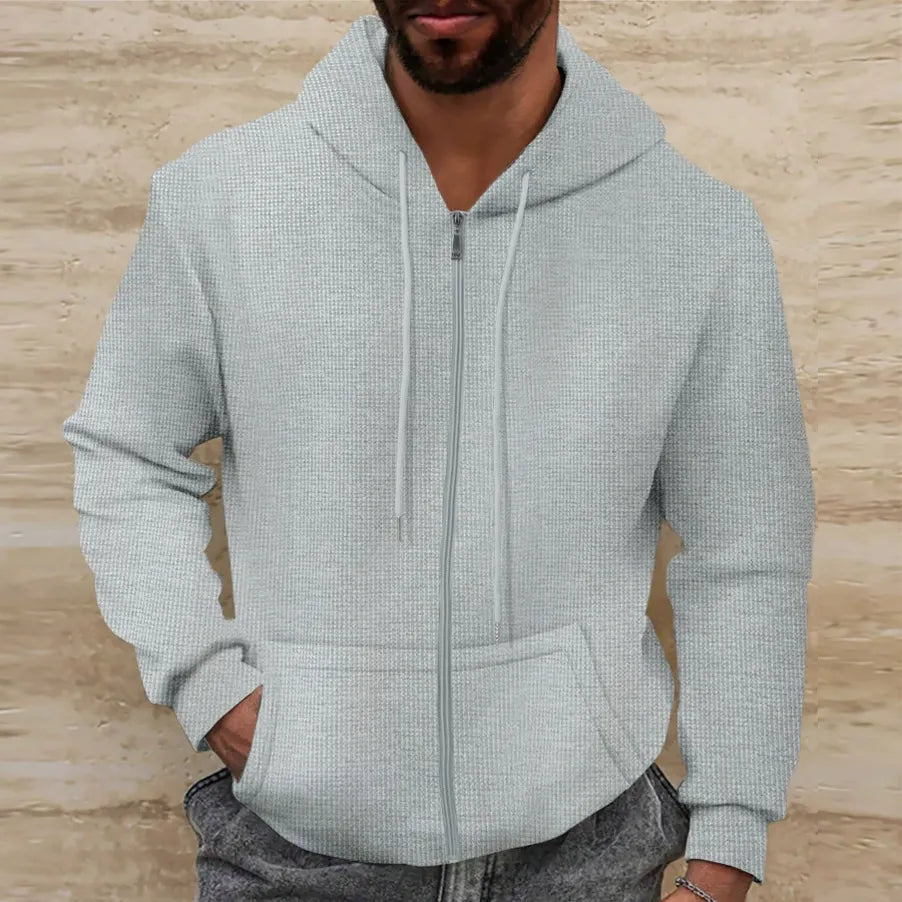 Stilla | Hættetrøje Vaffelstruktur Regular Fit Lynlås Casual Stil