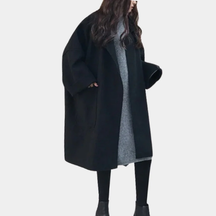 Stilla | Lang Frakke Overdimensioneret Pasform Uldblanding Minimalistisk Design Lommer