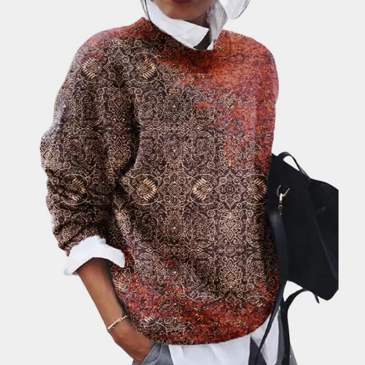 Stilla | Sweatshirt Afslappet pasform Strikket Geometrisk mønster Rund halsudskæring Lange ærmer