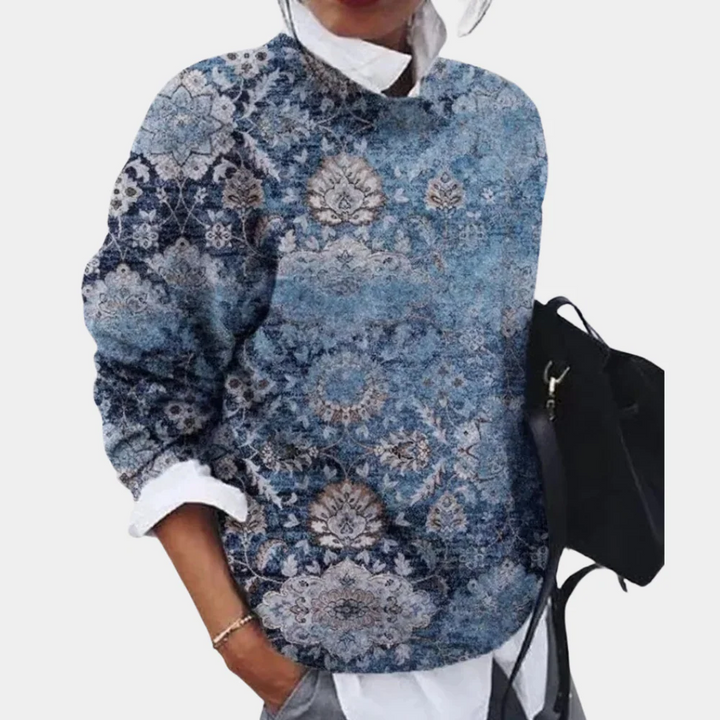 Stilla | Sweatshirt Afslappet pasform Strikket Geometrisk mønster Rund halsudskæring Lange ærmer