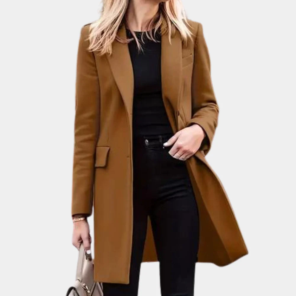 Stilla | Trenchcoat Tailored fit mellemlang længde Minimalistisk design Klap lommer