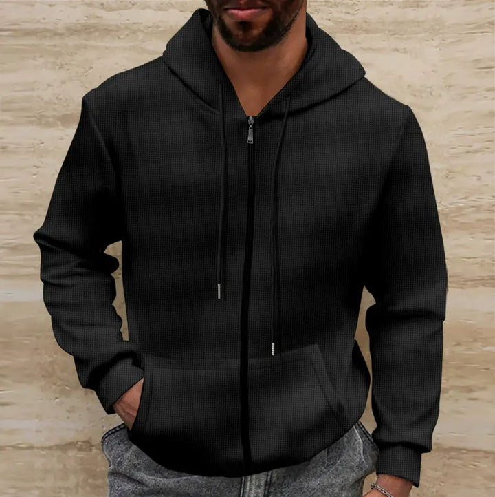 Stilla | Hættetrøje Vaffelstruktur Regular Fit Lynlås Casual Stil