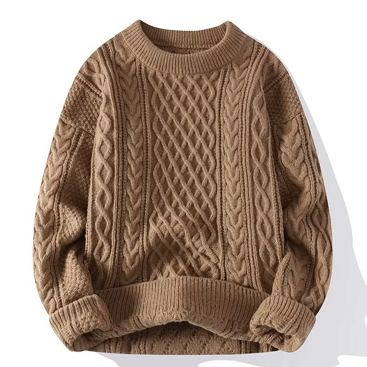 Stilla | Sweatshirt Uldblanding Løs Pasform Kabelstrik Ribbet Hals