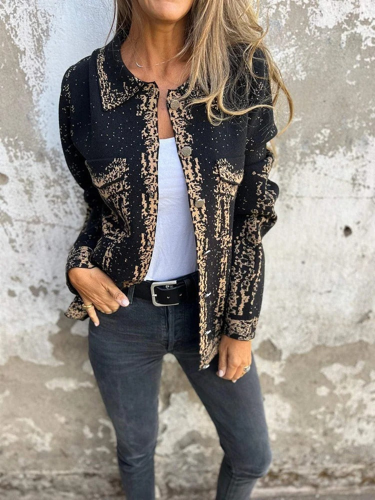 Stilla | Strikket uldblanding Casual pasform Metal knapper med revers