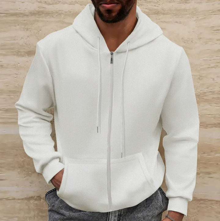 Stilla | Hættetrøje Vaffelstruktur Regular Fit Lynlås Casual Stil