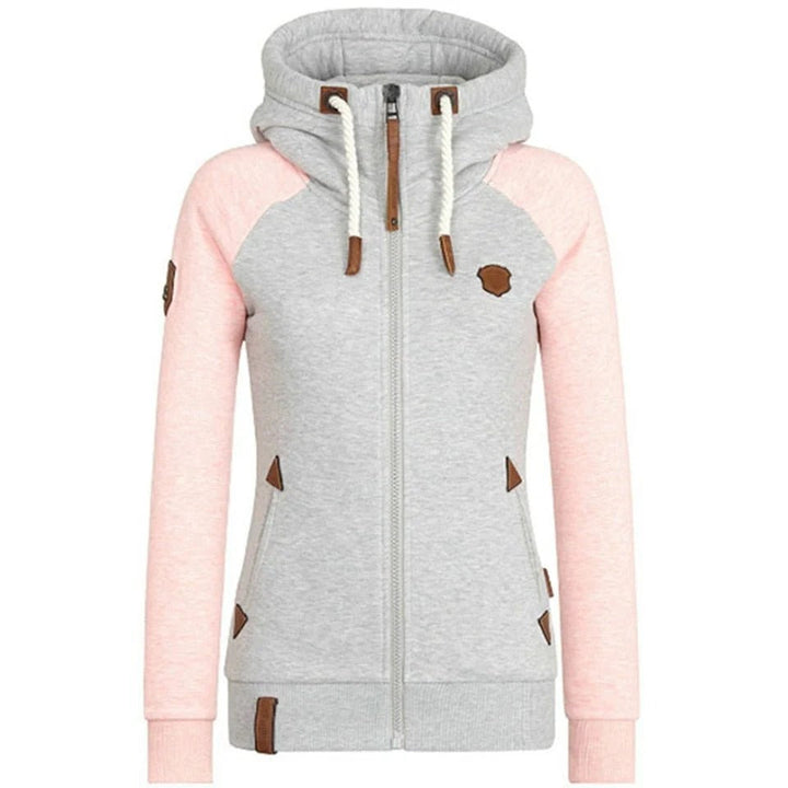 Stilla | Hoodie med lynlås Slim Fit strikstof ribkant lommer og snoretrækhætte