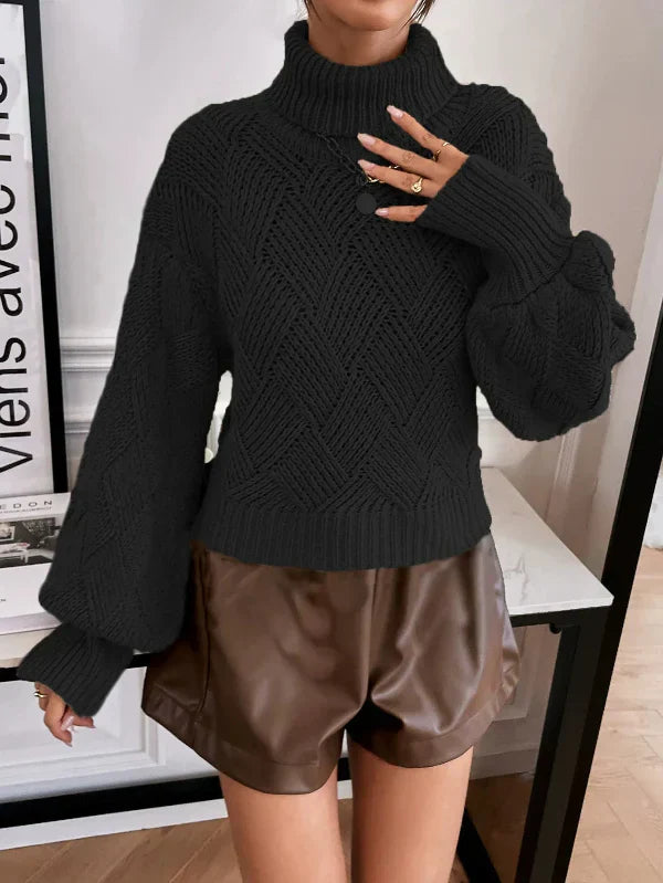 Stilla | Pullover Pullover Uldstrik Overstørrelse Fit Turtleneck Lanterneærmer