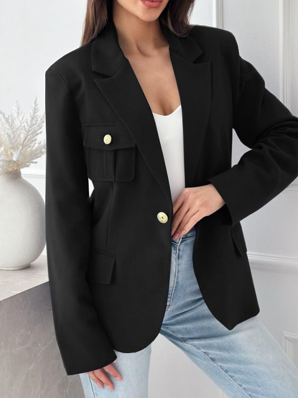 Stilla | Figurtilpasset dobbeltknapning reverskrave lange ærmer