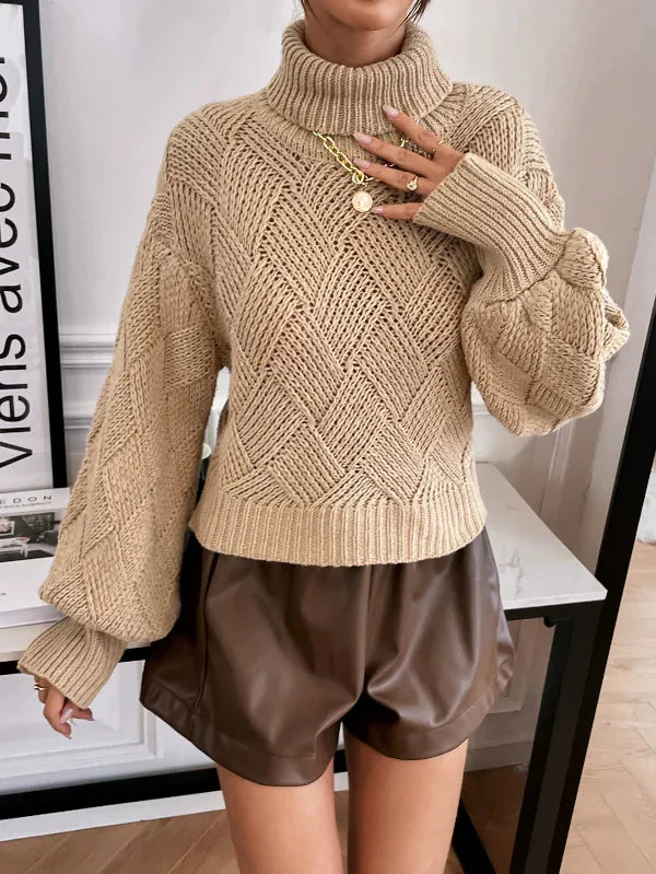 Stilla | Pullover Pullover Uldstrik Overstørrelse Fit Turtleneck Lanterneærmer