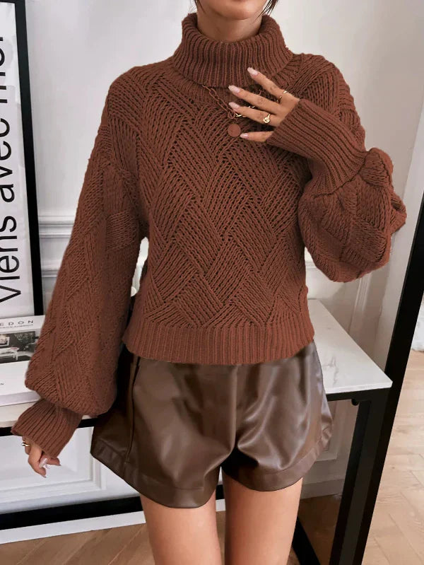 Stilla | Pullover Pullover Uldstrik Overstørrelse Fit Turtleneck Lanterneærmer