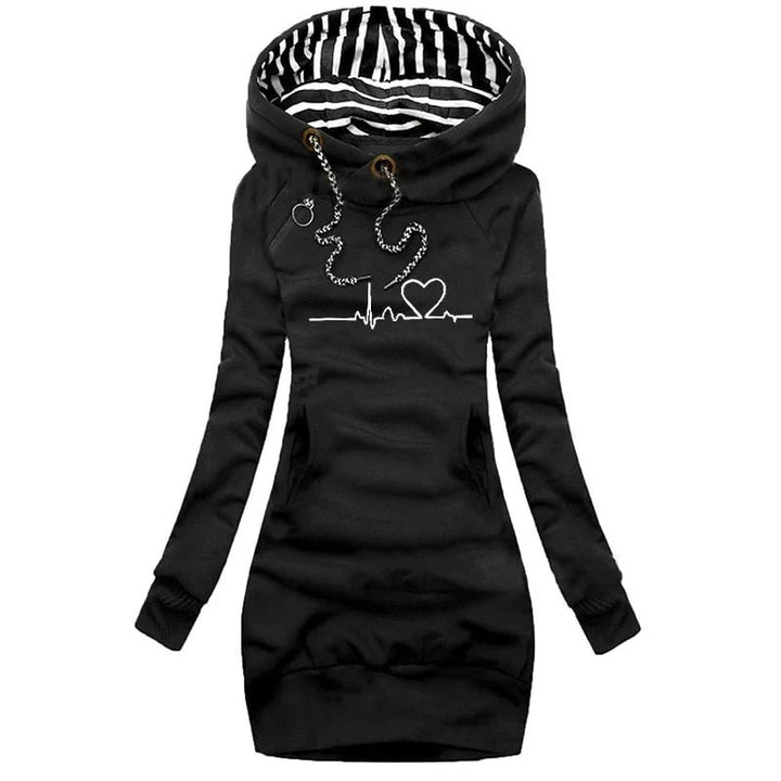 Stilla | Hoodie kjole Slim Fit bomuldsblanding trykt design afslappet stil