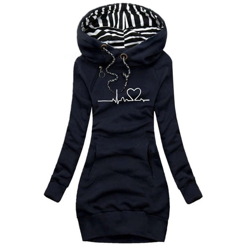 Stilla | Hoodie kjole Slim Fit bomuldsblanding trykt design afslappet stil
