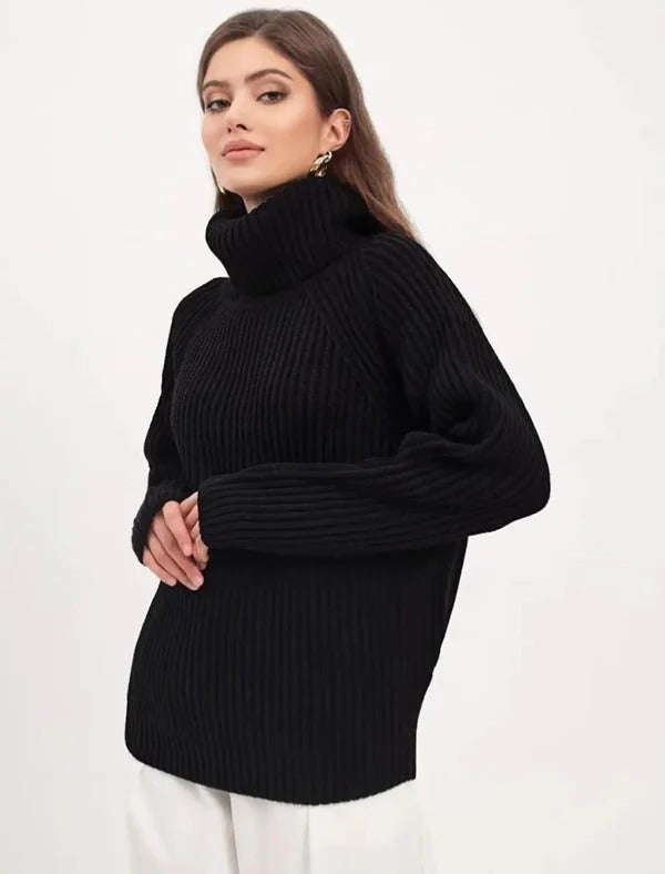 Stilla | Relaxed Fit Høj Rullekrave Ribbet Ullblanding