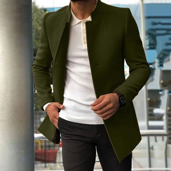 Stilla | Uldfrakke Slim Fit Mandarin Krave Skjulte Knapper mellemlang
