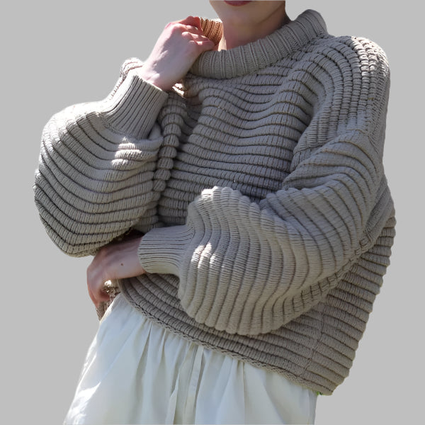 Stilla | Strikpullover Plus Size Fit Høj Krave Ribstrik Uldblanding