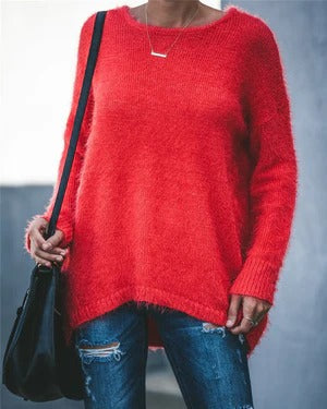 Stilla | Plus Size Snit Blød Strik Asymmetrisk Kant Ribkanter
