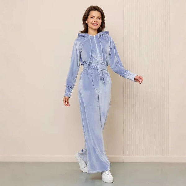 Stilla | Loungewear Sæt Fleece Løs Pasform Hættetrøje med Snøre Bred Bukser