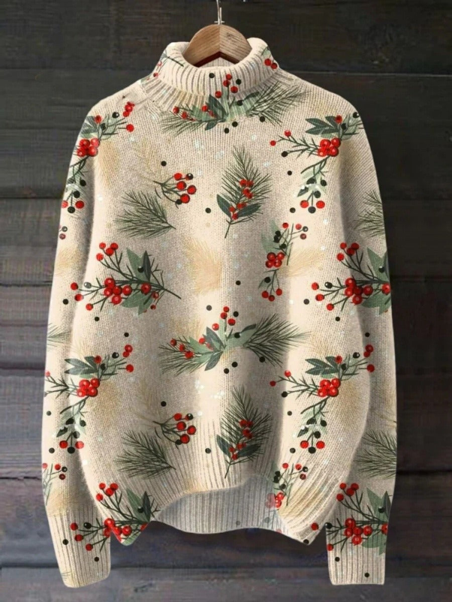 Stilla | Rullekrave sweater Uld strik Relaxed Fit Festligt mønster Ribkanter