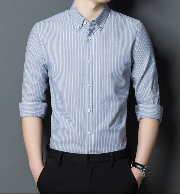 Stilla | Slim Fit Bomuld Langærmet Stribet Formelt og Casual