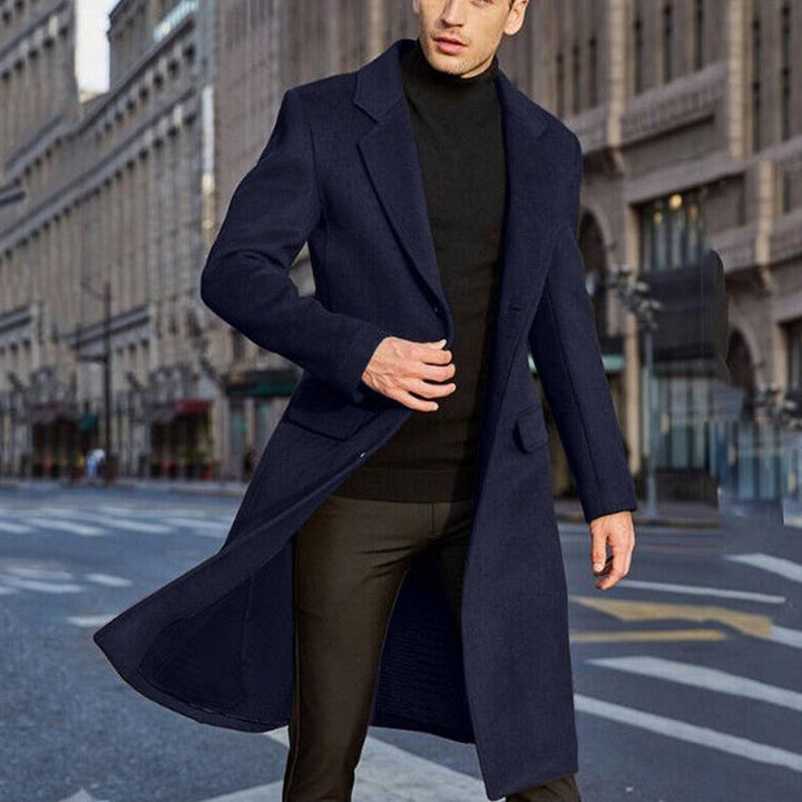 Stilla | Trenchcoat Taljeformet Pasform Uldmix Lang Model Klassiske Revers