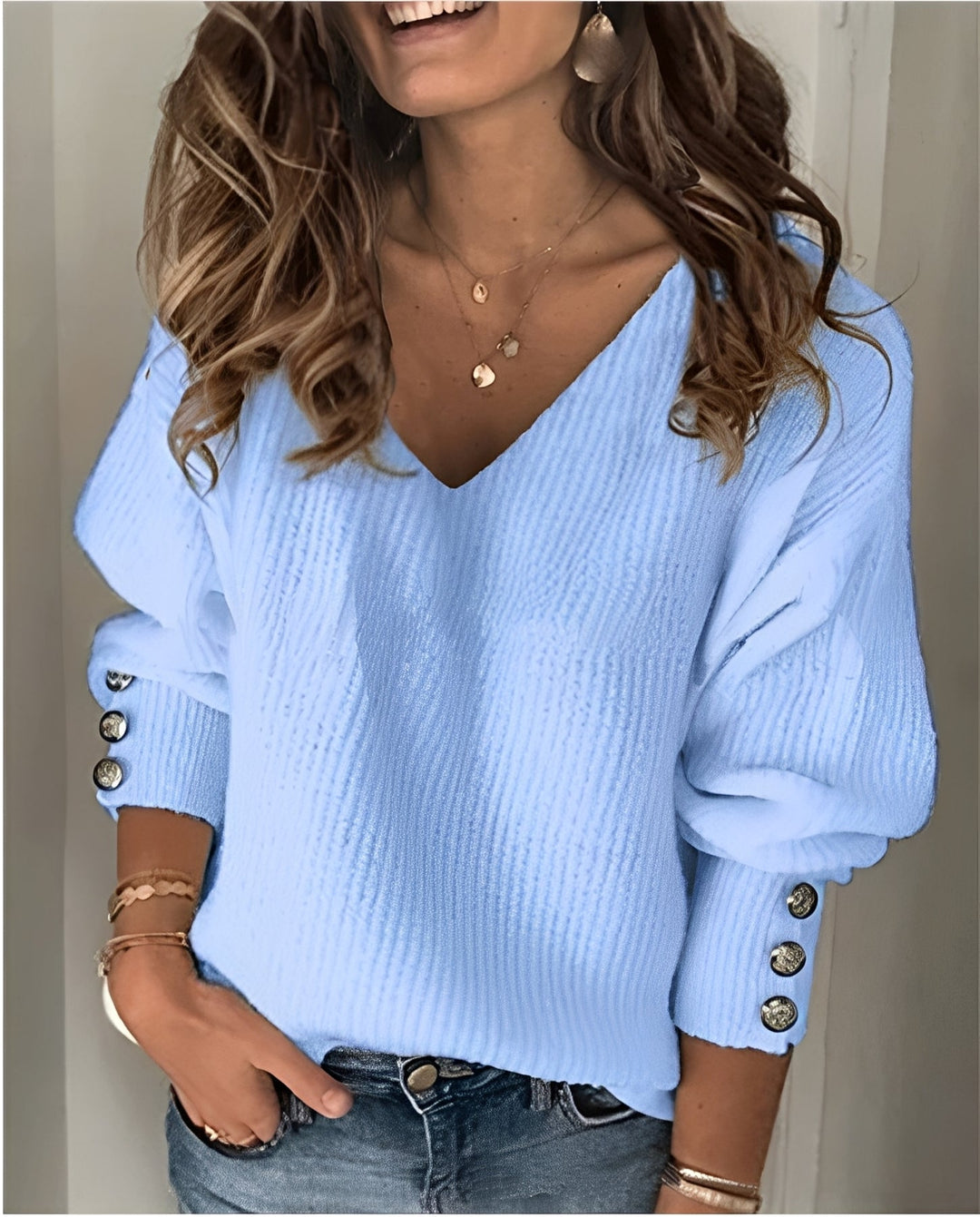 Stilla | V-Udskæring-Strikpullover
