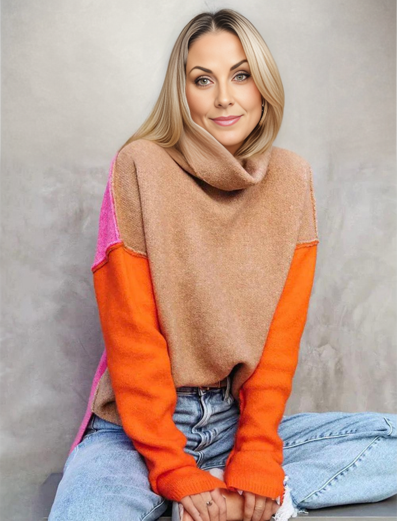 Stilla | Imponerende Color Block Strikpullover