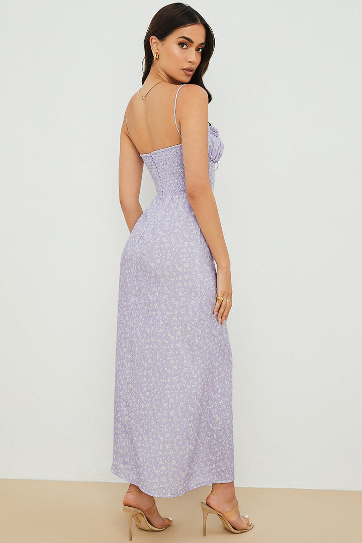 Stilla | Syren Blomstret Smock Ankelkjole