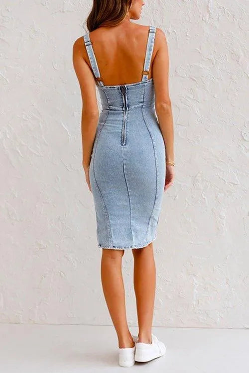 Stilla | Denim Justerbare Stropper, Lynlås, Slids Perfekt Til Sommerudflugter