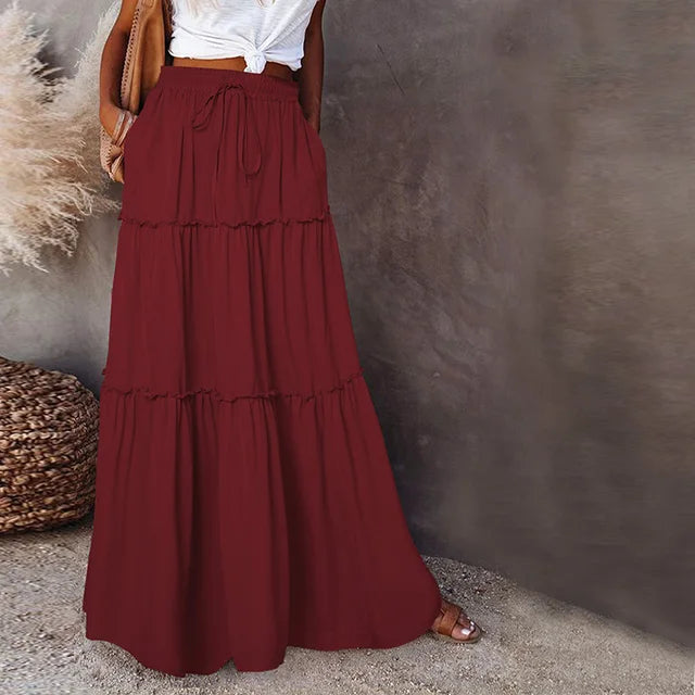 Stilla | Lang Kvinde Volant Skirt