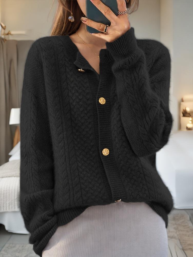 Stilla | Knapper cardigan i vintage kabelstrik jacquard, behagelig og elegant