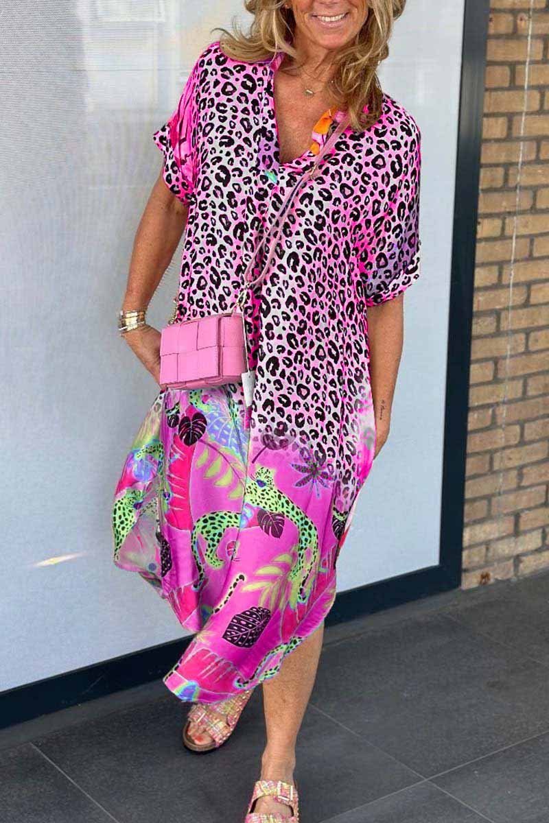 Stilla | Casual Kjole Med Leopardmønster Og Korte Ærmer