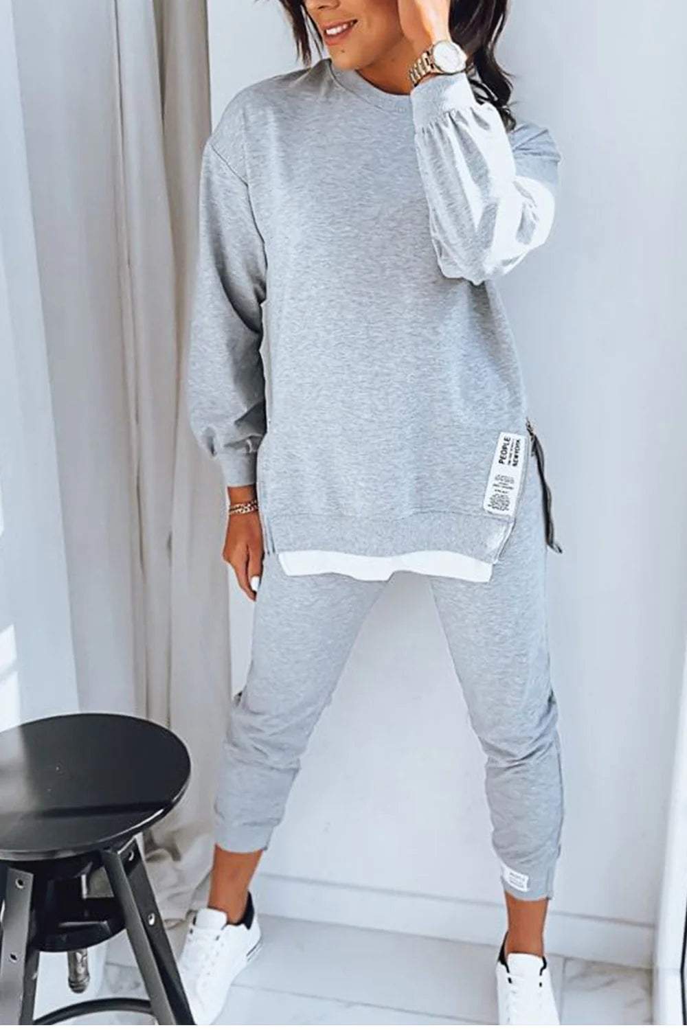 Stilla | Dame sæt bestående af en patchwork top og et sweatpants