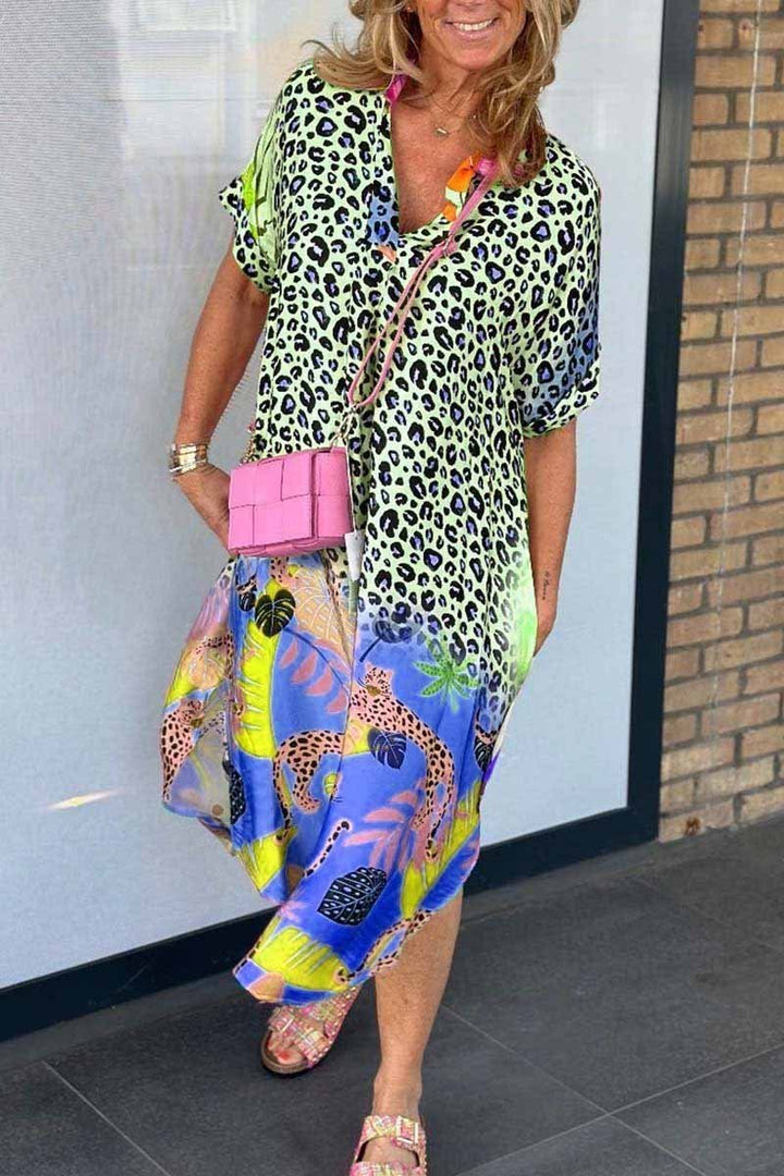 Stilla | Casual Kjole Med Leopardmønster Og Korte Ærmer