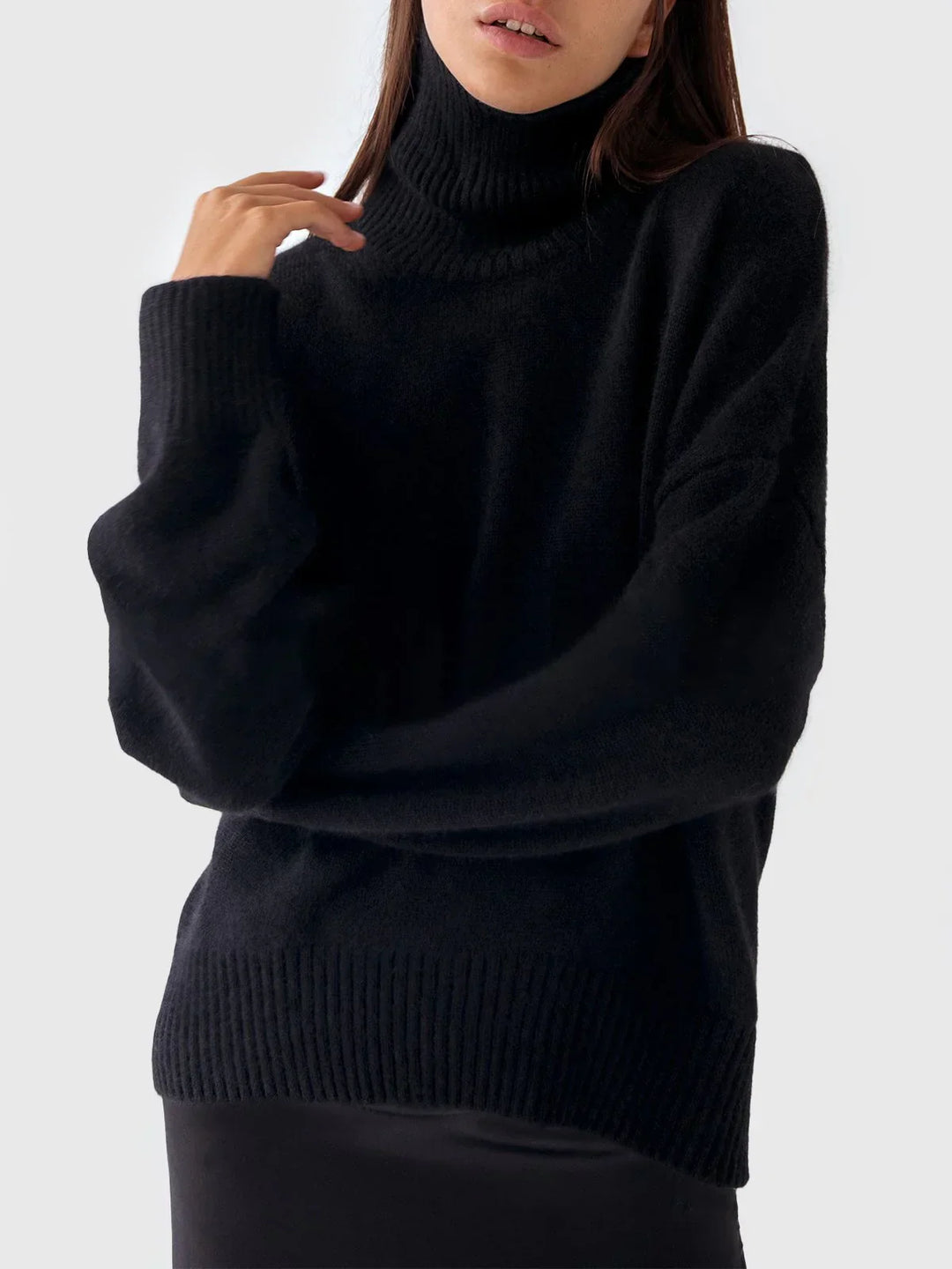 Stilla | Bredskåret Oversized Sweater Med Rullekrave