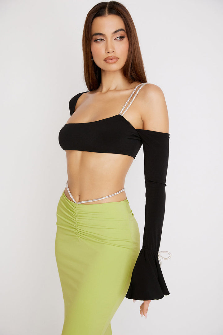 Stilla | Bandeau Top Med Sort Krystal Finish