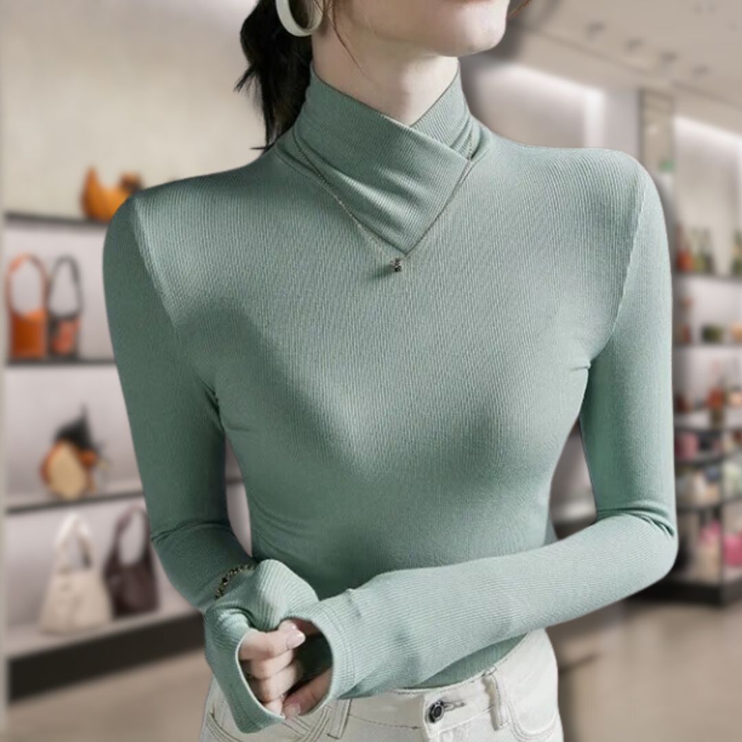 Stilla | Dame rullekrave sweater med gevind