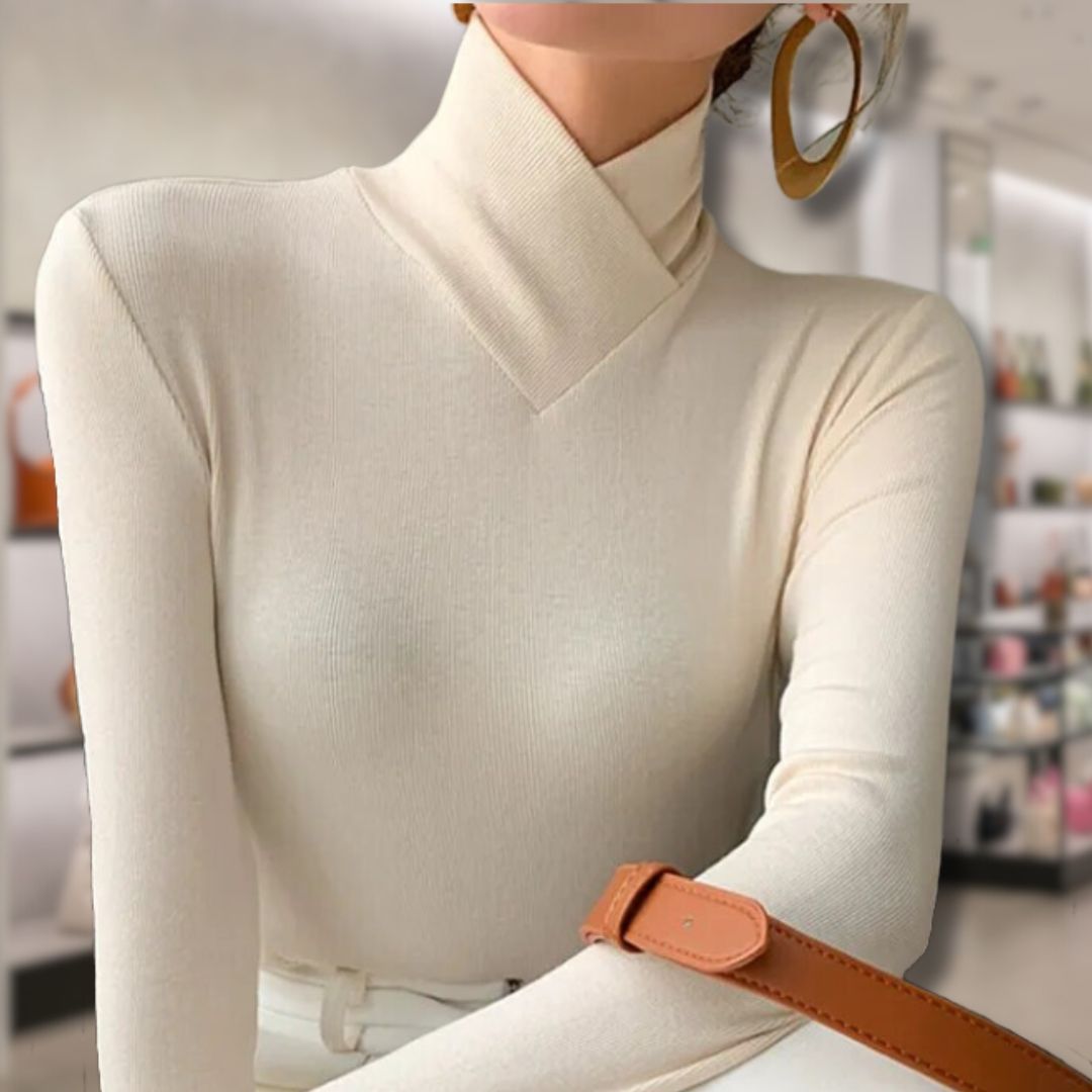 Stilla | Dame rullekrave sweater med gevind