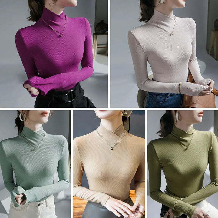 Stilla | Dame rullekrave sweater med gevind