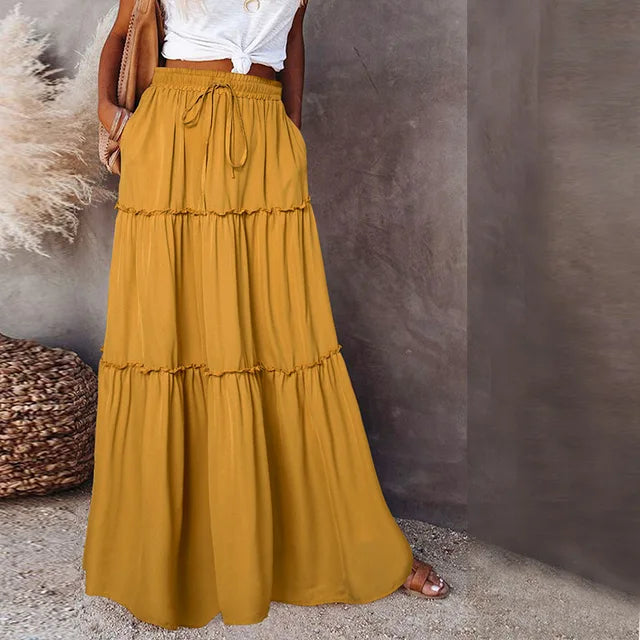 Stilla | Lang Kvinde Volant Skirt