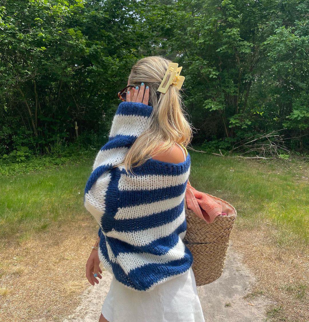 Stilla | Flettet og Stribet Oversized Damepullover