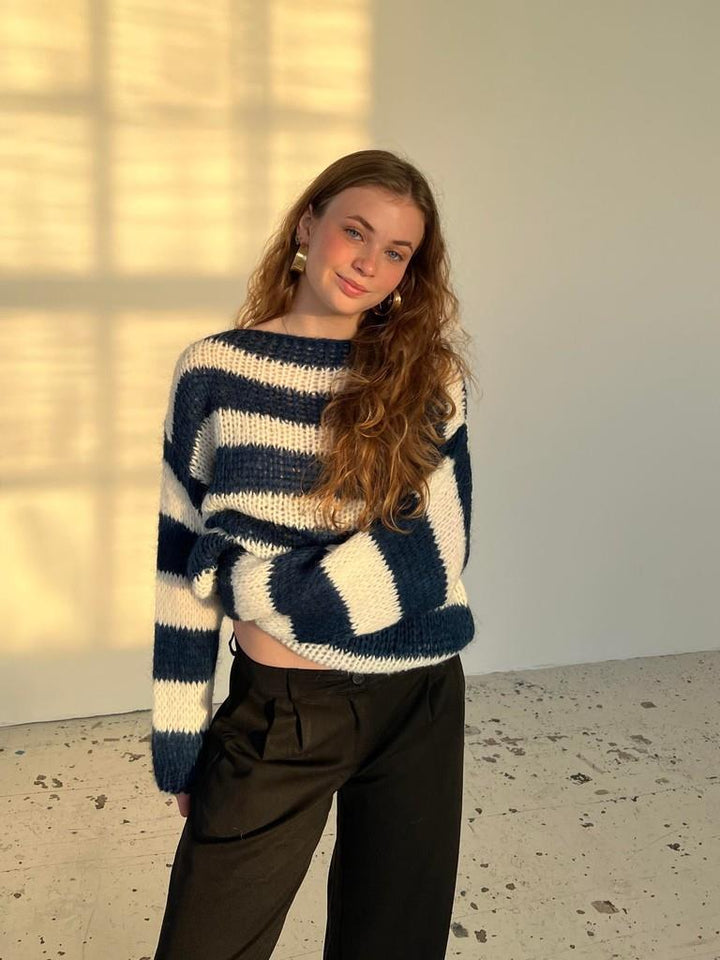 Stilla | Flettet og Stribet Oversized Damepullover
