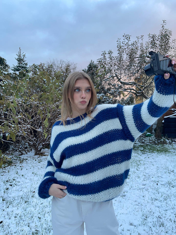 Stilla | Flettet og Stribet Oversized Damepullover
