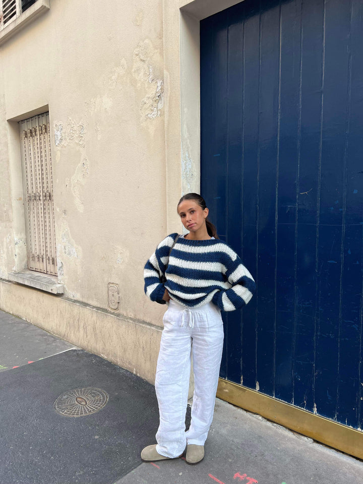 Stilla | Flettet og Stribet Oversized Damepullover