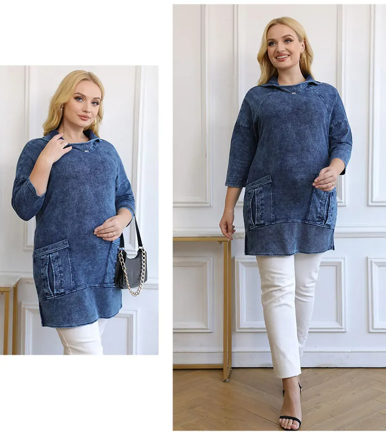 Stilla | Strikkedenimjakke Curve Plus Size